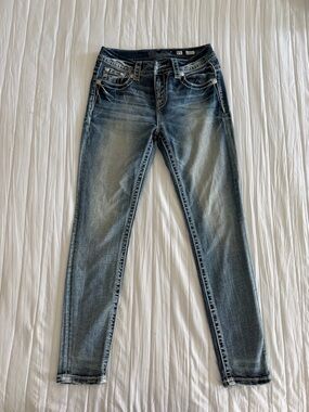 Miss Me Light-Mid Wash Skinny Jeans - Blue